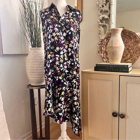 EQUIPMENT Femme Tira Sleeveless Floral‎ Print Silk Dress Asymmetrical Hem Size S - Picture 2 of 11